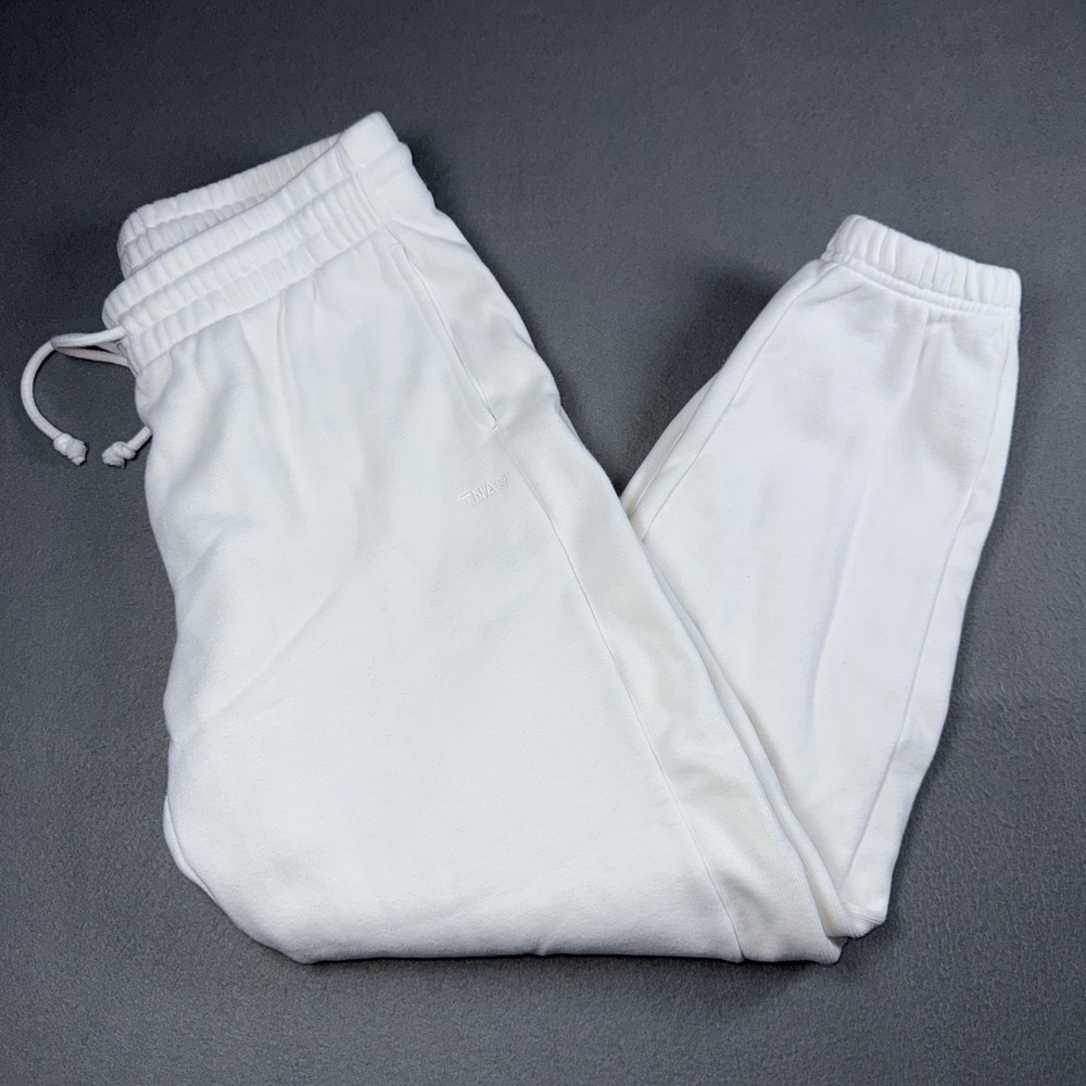 TNA Sweatfleece Cozy Fleece Boyfriend Fit Joggers Size S White Cotton Blend